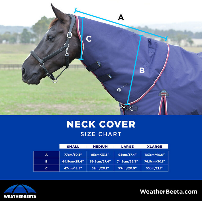 2025 Weatherbeeta Neck Cover  Größentabelle